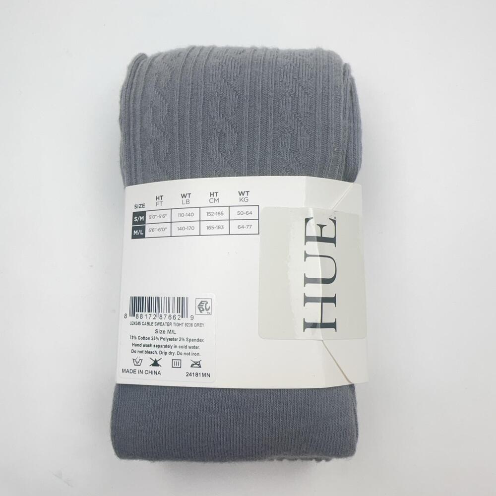 HUE Cable Sweater Leggings Womens M / L Gray Cable Cotton Blend - Picture 2 of 4
